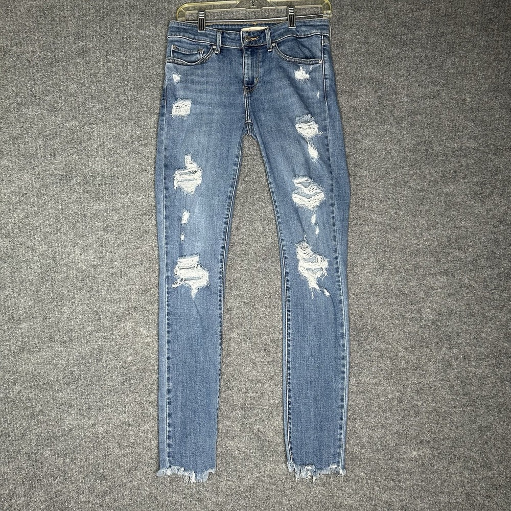 Levis Distressed‎ Skinny Fit Jeans Womens Size 27 Frayed Hems